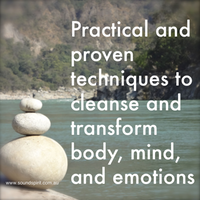 Image with text "Practical and proven techniques to cleanse and transform body, mind and emotions with yoga"